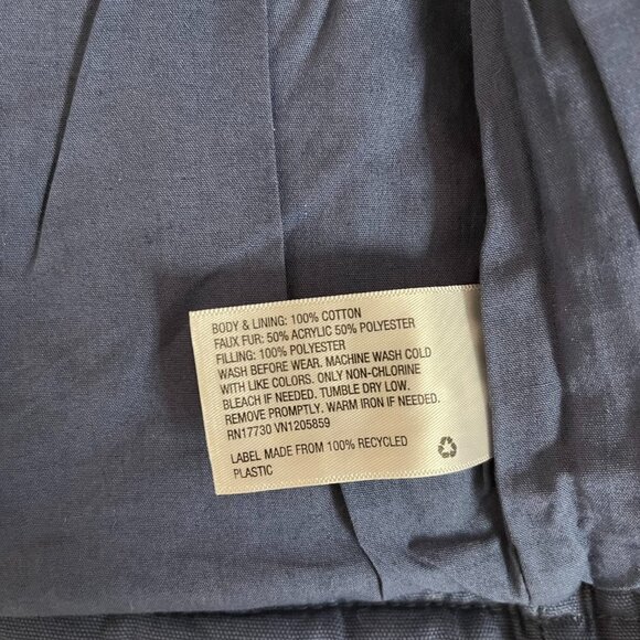 Genuine Kids Oshkosh Navy Puffer Vest Faux Fur Hood - Size 18 Months - Picture 8 of 11